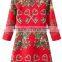Light Blue Big Lips Print Long Sleeve Silk Dress New Ladies Dress