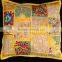 Indian Yellow TOSS PILLOW CUSHION COVER EMBROIDERED Gift India COLORFUL Decor THROW Art 16" vintage