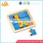 Wholesale teaching aid colorful wooden fish puzzle toy baby cute wooden fish puzzle toy W14C070