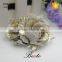 Handmade wholesale gold genuine leather flower for shoe heel
