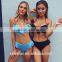 2016 hot lotus leaf lace fission bikini pure color sexy swimsuit suit