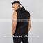 Blackout Mens Gym Sleeveless Hoodie OEM Muscle Bodybuilding Fitted Zip up Hoodie Wholesale Tracksuit Top gym wear