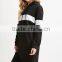 Contrast color stripe hooded long-sleeved dress