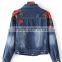 Runwaylover EY1051C Latest Classic Fashion Floral Embroidery Denim Jacket Women Wholesale Denim Jackets