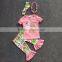 New Girls Spring Design Easter Design Short Sleeves Pink Bunny Shirt Aztec Capri With Matching Headband and Necklace Set