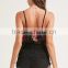 Shandao Summer New Arrivals Women Casual Embroidered Spaghetti Strap Sexy Black Lace Bodysuit