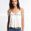 2016 Guangzhou Shandao Brand Name Bulk Wholesale Women Sexy Spaghetti Strap Loose White Chiffon Custom Crop Top