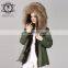 Italy Designer Army Real Fox Fur Parka 2016 Women Jackets With Natural Fur Collar