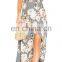 MIKA72138 2017 Summer 100% viscose Women Dress Printed Beach Dress Bow Belt High Waist V-Neck
