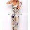 Women Sexy V-Neck Floral Long Jumpsuits Summer Backless Pants Playsuits Rompers