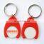 Plastic trolley token Keyring with printed logo