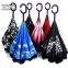 Full-Color Print Two Canopy Car Inverted Reversible Umbrella Upside Down Self-Standing