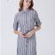 Long Sleeve Strip Linen Casual Shirt With Waist String