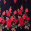 chinese red rose velvet satin embroidery lace fabric for wedding dress