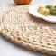 I@home Heat Resistant Macrame Oval Grass Natural Braided Straw Round Table Mat Placemat