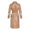 TWOTWINSTYLE PU Leather Lapel Collar Long Sleeve High Waist Trench Coats Female 2020