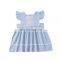 2019 summer fly sleeved Girls lae ruffle Dresses kids pink blue princess bow vest dress