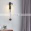Bedroom Sconces Living Room Iron Art Modern Hotel LED Wall Light Home Decor Stairs Rotation Dimming Knob Switch Nordic Style