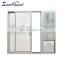Customized French Style Modern Design Patio Door Triple Rail Aluminum Double Glass Sliding Door with Mosquito Net Awning Window