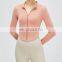 Autumn New Tumb Hole Long Sleeve Gym Yoga Crop Top Full-Zip Slim Fit Outdoor Jogging Active Wear Women Fitness Sports Jacket
