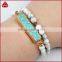 2016 Women's Double Row Agate Bead & Gold Beaded Stretch Bracelet Jewelry