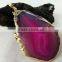 Wholesale beautiful Colourful Stone Agate with gold plating Slices for pendant