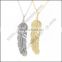 new design stainless steel gold feather pendant