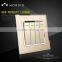 2015 Newest Top Quality Electric PC Organic glass push button 16A 250V 4 gang 1 way wall switch socket