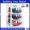 Global chain brand wooden footwear display systems in retail store