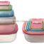 Round stacking plastic food lock storage container set with multi colorful lids