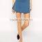 Dongguan manufacturer woman casual blue denim super mini skirts, denim skater skirt