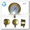 High quality 2.5inch bottom mount brass casing with outside brass bayonet pressure gauge