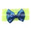 Sequin bowkont lace headwraps - fabric knitted bow elastic headband-flashing bow headbands