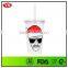 16 oz transparent plastic christmas cup with straw