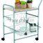 2 Drawer Kitchen Metal Cart Trolley with MDF Top