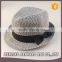 Promotional Foldable Straw Hat Men Women Fedora Cap Trilby Straw Black Band Jazz Hats