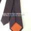 Men's yellow/navy/black 100% silk tie with mini dot flower and grid lines design