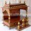 Hand Painted Copper Finish Wooden Temple With 2 Drawers