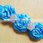 2016 New Style Newborn Baby Rhinestone Elastic Satin Fabric Flower Headband for Girls