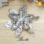 Pretty hexagon shape rhinestone silver leather flower for chlidren shoes