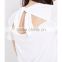 Wholesale Women Apparel Short Sleeves Round Neck White Tied Back Cotton-jersey T-shirt(DQE0295T)