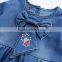 Wholesale children clothes baby girl bow denim frocks