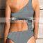 ladies fashion side cut out stripe one-piece swimwear