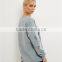 Women Oversized Boyfriends Ripped Sweatshirt Plain Grey Distressed Pullover Drop Shoulder