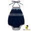 Wholesale OEM Service Kids Navy Halter Blank One Piece Bodysuit Infant Newborn Baby Girl Vintage Romper