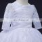 Appliqued Lace Long Sleeve Puffy Children Model Wedding Dress One Piece Baby Girl Party Dresses