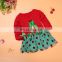 Baby Girl Child Sweet Christmas Skirt Gift Bowknot Ruffle Lace Hemline Round Collar Long Sleeve Dress