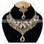 Wedding Collection Kundan Black Stone Color Gold Plated Zerconic Necklace Earrings Tikka