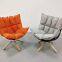 Modern fiberglass shell wood legs living room Muscle chair