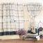 Refreshing check linen texture voile curtain for cupboard and window